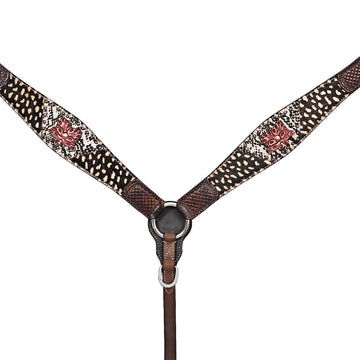 HILASON Western Horse Floral Headstall Breast Collar Leather Brown